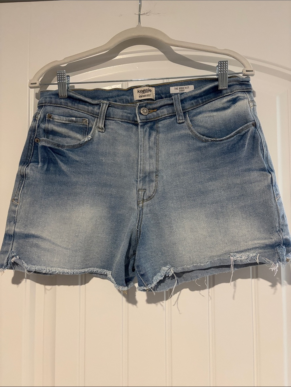 Kensie Washed Light Blue Denim Cutoff Shorts